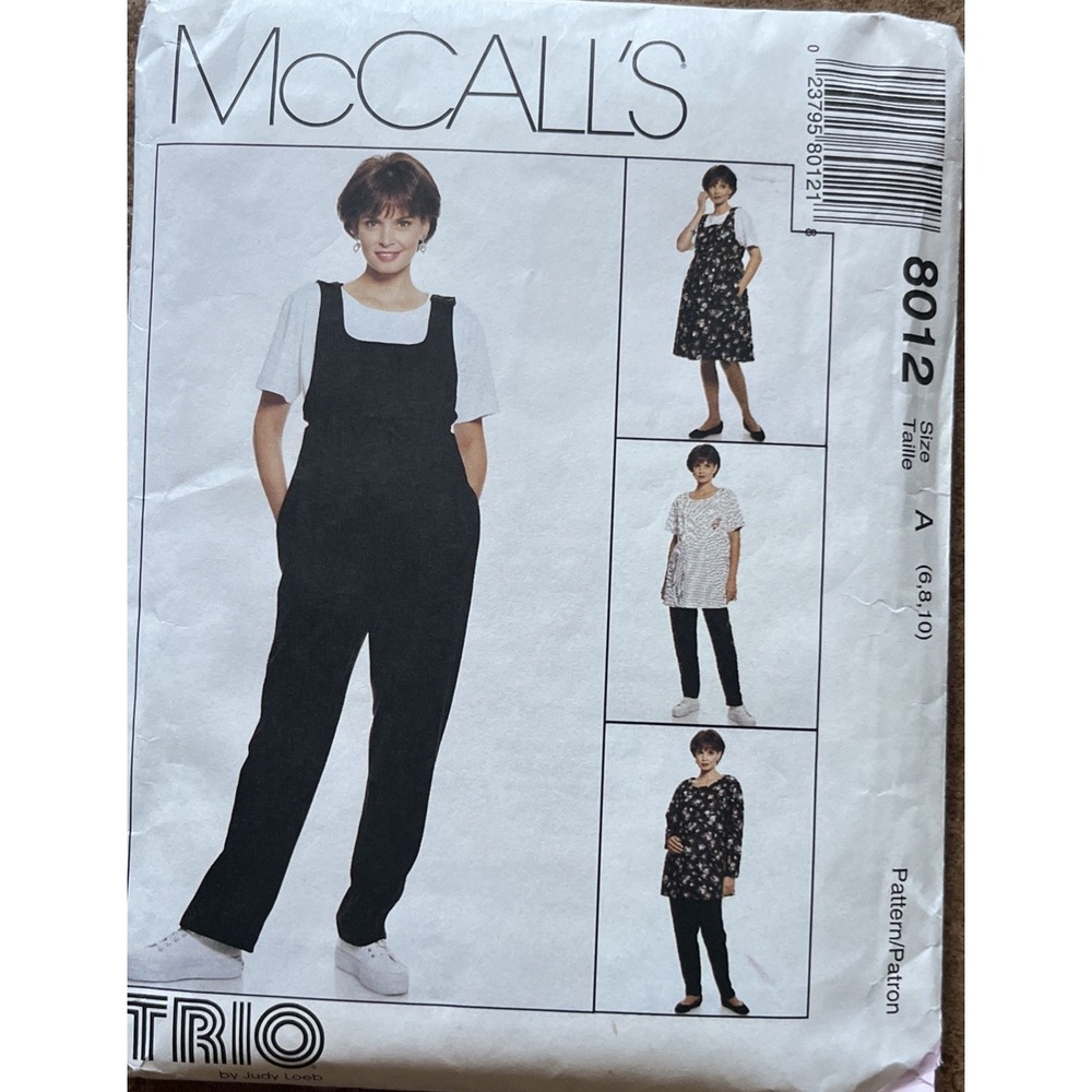 McCall Brand New Pattern 8012 Maternity Jumper Jumpsuit Top And Pull On Pnt 6-10